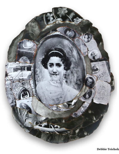 The Photo Collage memorializes anonymous French gravestone portraits from the Holocaust era.